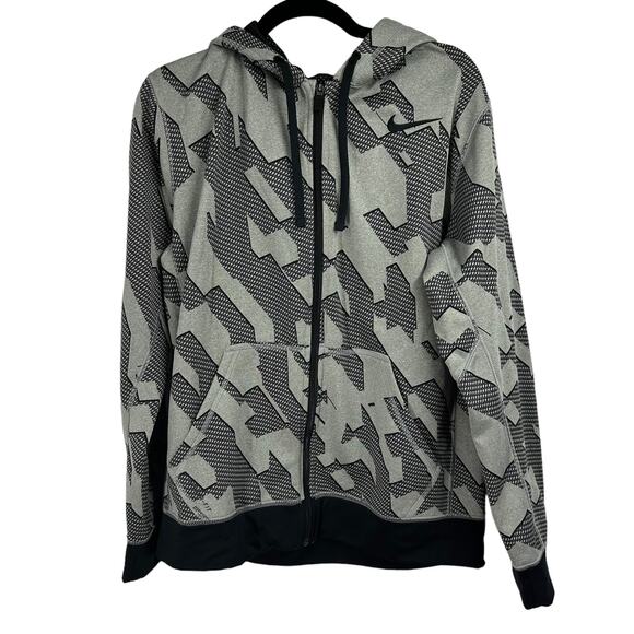 Nike Men's Therma-Fit Full Zip Hoodie Black Gray Size Medium Sweatshirt - Picture 1 of 7